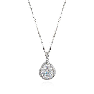 сребърно колие, цирконий ICE CUT, родиево покритие,