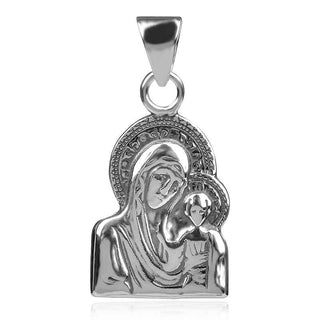 silver pendant, сребърен медальон Богородица