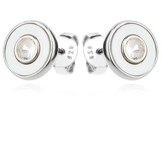 сребърни обеци, седеф, цирконий, родиево покритие