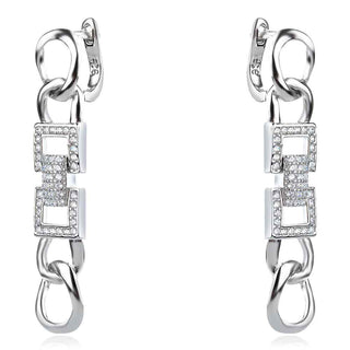 стилни сребърни обеци, висящи обеци, цирконий, родиево покритие, подходящи за повод,