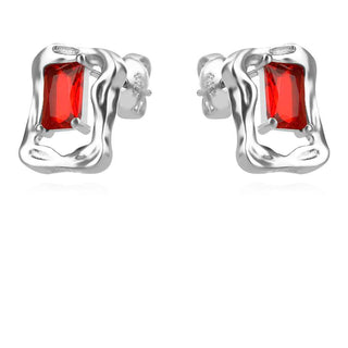 сребърни обеци, цветен цирконий, родиево покритие