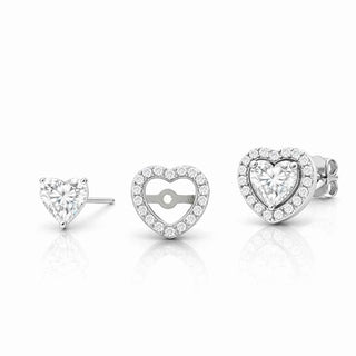 Сребърни обеци - Halo Heart Duo