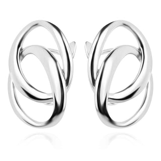 сребърни обеци, обеци по ухото, родиево покритие,