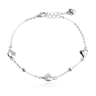 сребърна гривна, родиево покритие, сърце