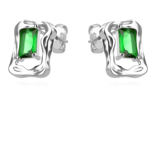 сребърни обеци, цветен цирконий, родиево покритие