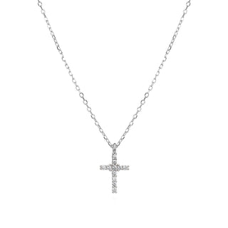 сребърно колие, кръстче, цирконий, родиево покритие,