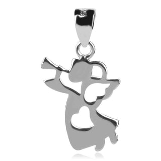 нежен сребърен медальон, ангел, родиево покритие