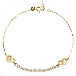 златна гривна, цирконий, сърце