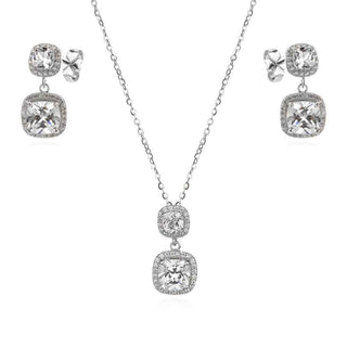 сребърен комплект, цирконий, родиево покритие,