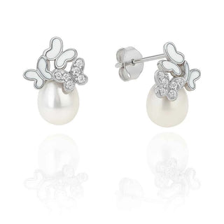 Сребърни обеци - Silver Pearl Butterflies