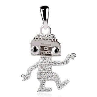 сребърен медальон, цирконии, родиево покритие