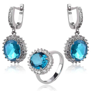 сребърен комплект със зелен шпинел