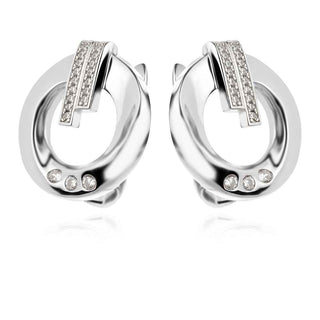 сребърни обеци, обеци по ухото, цирконий, родиево покритие