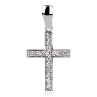 сребърен кръст, цирконий, родиево покритие,