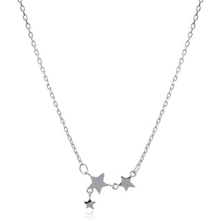 нежно сребърно колие, звезди, без камък, родиево покритие,