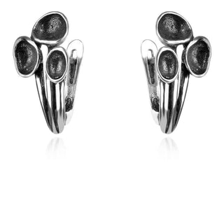 сребърни обеци, без камък, оксидирано сребро, Алгара,