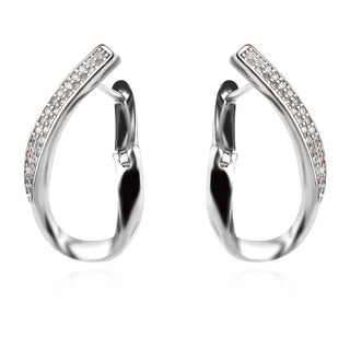 сребърни обеци, цирконий, родиево покритие