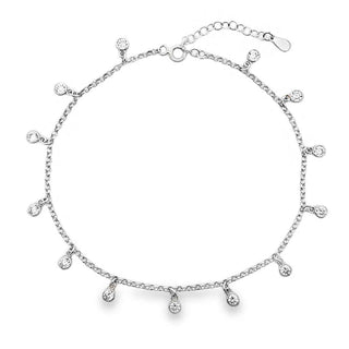 Сребърна гривна за глезен - Dancing Drops