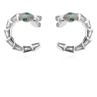 сребърни обеци, цирконий, родиево покритие, по модел на Bvlgari,