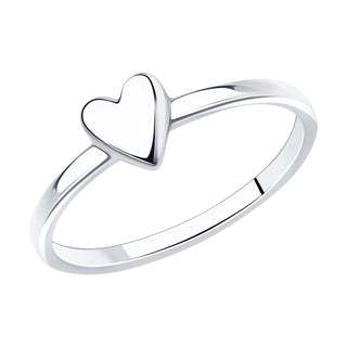 сребърен пръстен ,сърце, родиево покритие, SOKOLOV