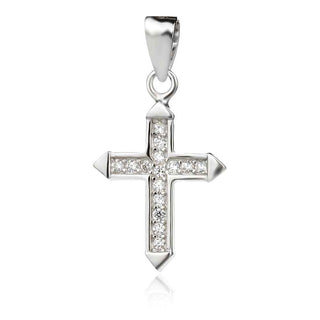 сребърен кръст, цирконий, родиево покритие