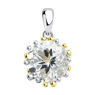 сребърен медальон, планински кристал, родиево покритие, жълта позлата, Sokolov