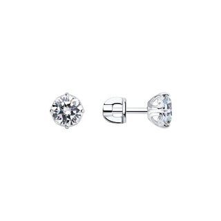 нежни сребърни обеци, родиево покритие, CZ Swarovski, sokolov,