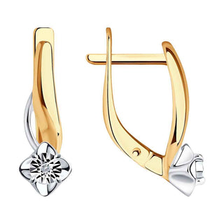 стилни сребърни обеци, диаманти, розова позлата, sokolov,