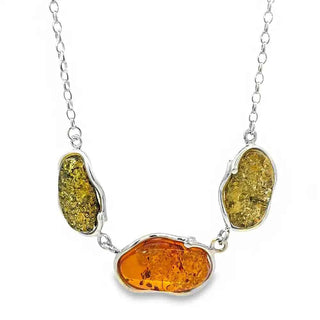 Сребърно колие - Amber Trio