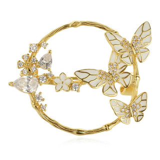сребърна брошка, емайл, цирконий, жълта позлата, пеперуди, , Amore Arte,