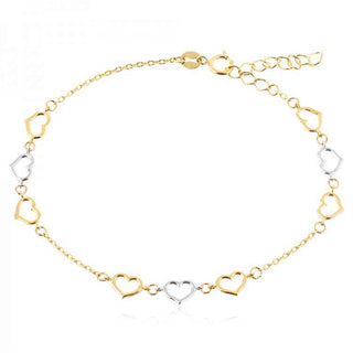златна гривна, без камък, сърце, бяло и жълто злато