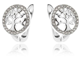 сребърни обеци, дървото на живота, цирконий, родиево покритие,