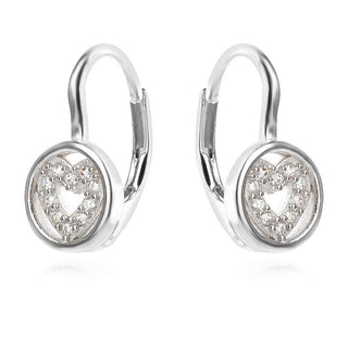 сребърни обеци, , цирконий, родиево покритие, подходящи за дете,