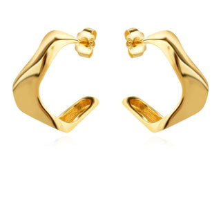 сребърни обеци, без камък, жълта позлата, обеци тип халки