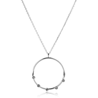 сребърно колие, кристали сваровски, родиево покритие,