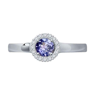 Златен пръстен - Tanzanite halo dia