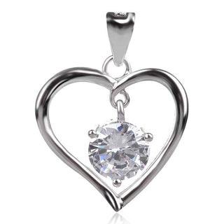 Сребърен медальон Сърце с подвижно камъче циркон