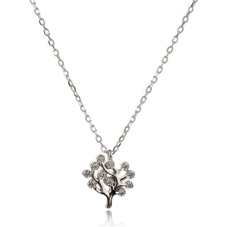 сребърно колие с медальон , дървото на живота, цирконии
