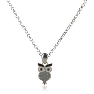 Сребърно колие с цирконии , сова