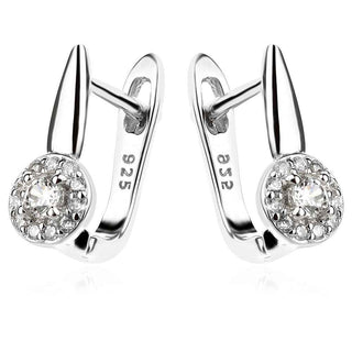 сребърни обеци, цирконий, родиево покритие,