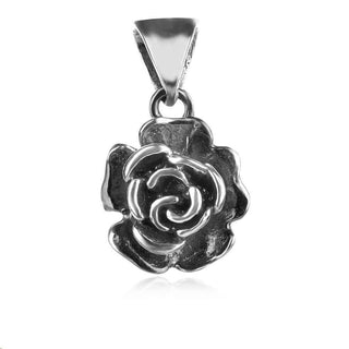 сребърен медальон, без камък, роза, оксидирано сребро, Алгара,