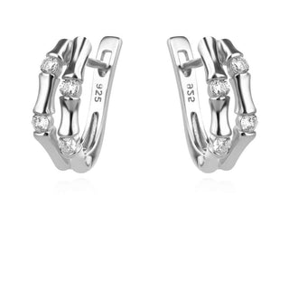 сребърни обеци, цирконий, родиево покритие