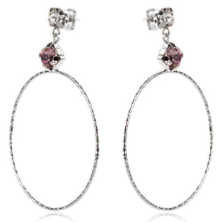 висящи сребърни обеци, кристали сваровски, родиево покртие