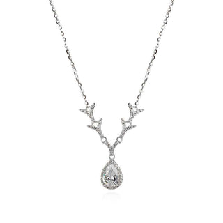 сребърно колие, цирконий A+++, родиево покритие,