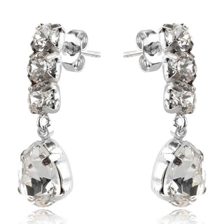 висящи сребърни обеци, капка, кристал сваровски