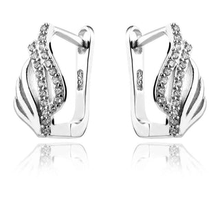 нежни сребърни обеци, английско закопчаване, цирконии, родиево покритие