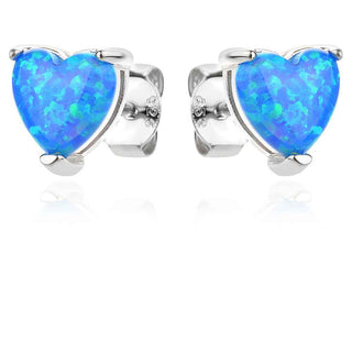 Сребърен комплект - Blue opal heart