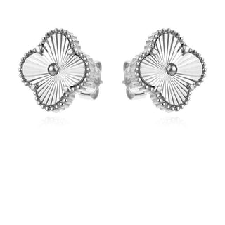 сребърни обеци, цвете, родиево покритие