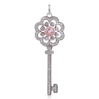 сребърен медальон ключ с цирконии