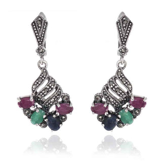 Сребърни обеци марказит 77482704